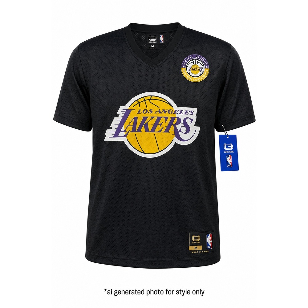 Ultra Game NBA Los Angeles Lakers Mesh V-Neck Jersey Shirt Mens Medium Black
